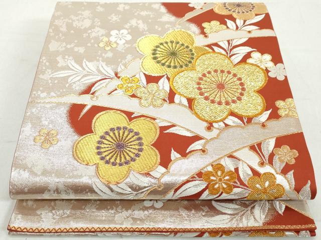 Rakuten - 平和屋着物◎六通柄袋帯 雪芝梅文 金銀糸 正絹 逸品 DAAW1141qa