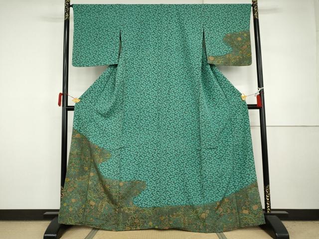 Kimono - 平和屋着物▽訪問着　単衣　更紗地紙花文　金彩　正絹　逸品　AABI7217cs