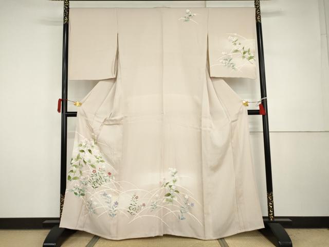 Kimono - 平和屋着物▽訪問着　単衣　友禅　駒刺繍　枝花文　暈し染め　銀彩　正絹　逸品　未使用　AABI7219cs