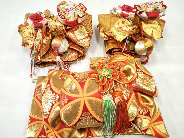平和屋本店[]女の子　子供　作り帯まとめて3点セット　花　蝶　金糸　DABE7265ma