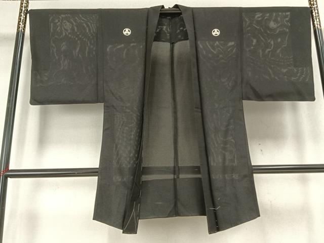 Uramono - 平和屋着物▽男性　黒紋付　長羽織　スリーシーズン　春夏秋　塵除け　正絹　逸品　AABB2360fy