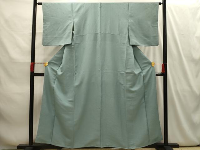 Rakuten - 平和屋着物■上質な色無地 草花地紋 千草色 正絹 逸品 AABI4103sx