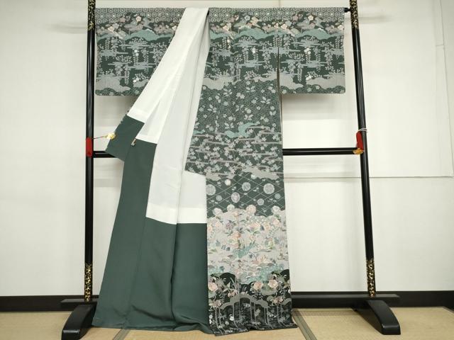 平和屋の平和屋着物●訪問着　中国三大刺繍　スワトウ刺繍　汕頭刺繍　吉祥花鳥文　金糸　ますいわ屋扱い　正絹　逸品　AABJ3273cs｜アングル2