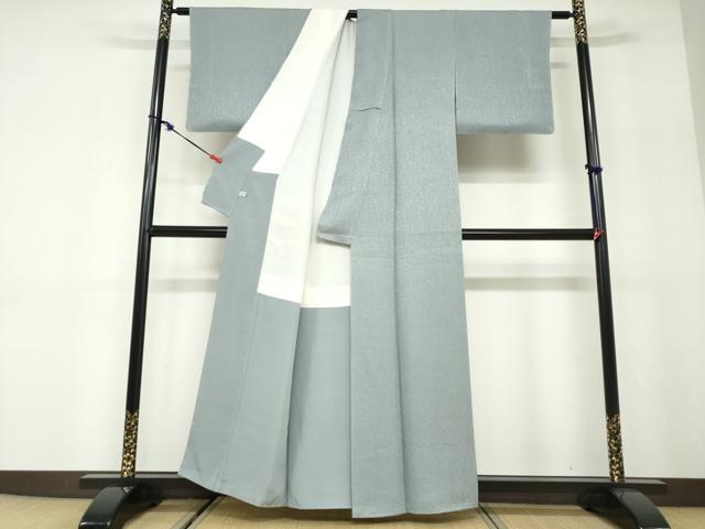 平和屋の平和屋着物●上質な色無地　霞地紋　湊鼠色　ほていや扱い　正絹　逸品　DABD9893ud｜アングル3