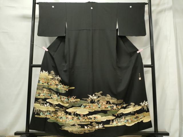 平和屋着物■豪華黒留袖　大名行列　本金箔　正絹　逸品　CABF6749ou