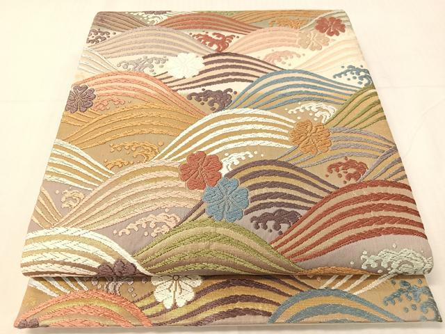 Rakuten - 平和屋着物●六通柄袋帯　唐織　立波花文　金糸　正絹　逸品　CABH4547vp