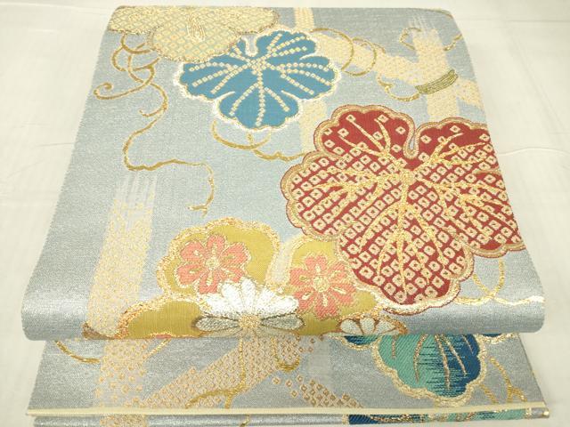 平和屋着物▽六通柄袋帯　スリーシーズン　春夏秋　蔦の葉文　金糸　正絹　逸品　DABG0101az