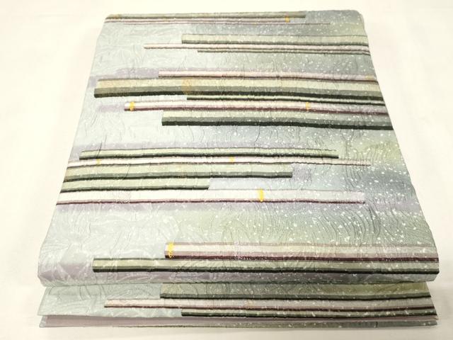 平和屋着物●博多織　鵬翔 　全通柄　京袋帯　纐纈　横段文　金彩　正絹　逸品　未使用　CABG9446dy