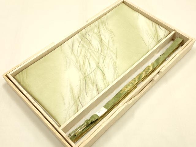 平和屋本店●和装小物　帯締め・帯揚げセット　高麗組 綾出し　金糸　暈し染め　正絹　逸品　未使用　AABI6800ay