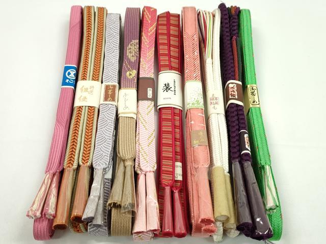 Folding Fan - 平和屋着物●和装小物　帯締め10本セット　高麗組　笹浪組　本場筑前博多織　大和組　さんび謹製　金糸　逸品　未使用　CABF7567ju