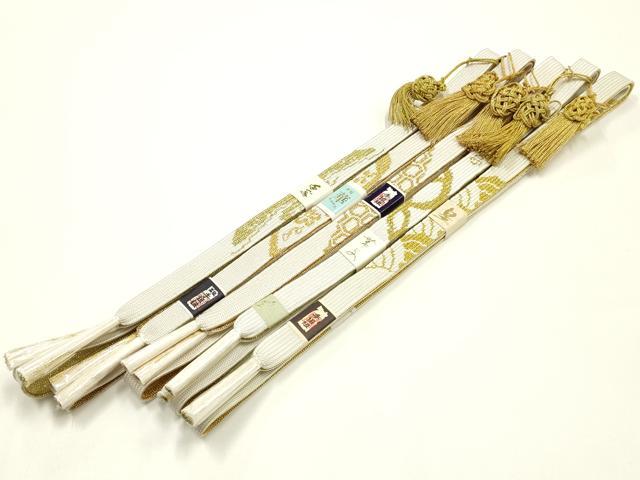 平和屋着物●和装小物　上質な帯締め5本セット　礼装用　高麗組 綾出し　金糸　亀房付き　証紙付き　逸品　未使用　AABI6795ay
