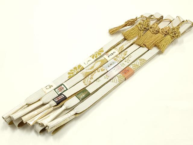 平和屋着物●和装小物　上質な帯締め5本セット　礼装用　高麗組 綾出し　金糸　亀房付き　証紙付き　逸品　未使用　AABI6796ay