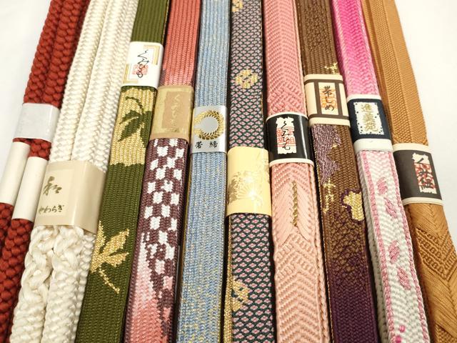 平和屋着物●和装小物 帯締め10本セット 手組紐 組紐 高麗組 笹浪組 金糸 逸品 未使...