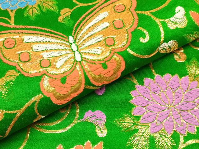 平和屋着物[]女の子　子供　全通柄袋帯　花蝶唐草文　金糸　逸品　DABE7013ma