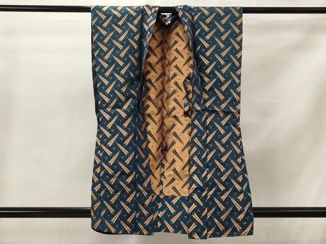 Kimono - 平和屋着物▽袖無し羽織　矢羽文様　正絹　逸品　AABH7452st