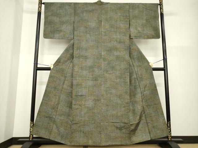 平和屋着物▽上質な紬　単衣　霞文　暈し染め　正絹　逸品　AABG6997ck