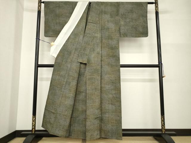 平和屋着物▽上質な紬　単衣　霞文　暈し染め　正絹　逸品　AABG6997ck