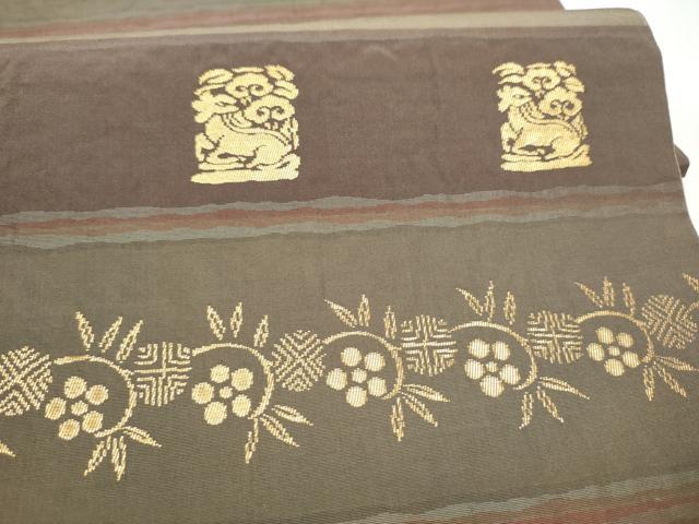 平和屋の平和屋着物●六通柄袋帯　名物裂　金糸　正絹　逸品　CABL1181hy｜アングル3