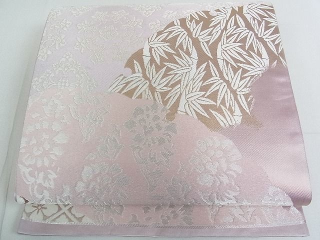 平和屋着物■六通柄袋帯　笹竹吉祥花文　金銀糸　逸品　mz1706