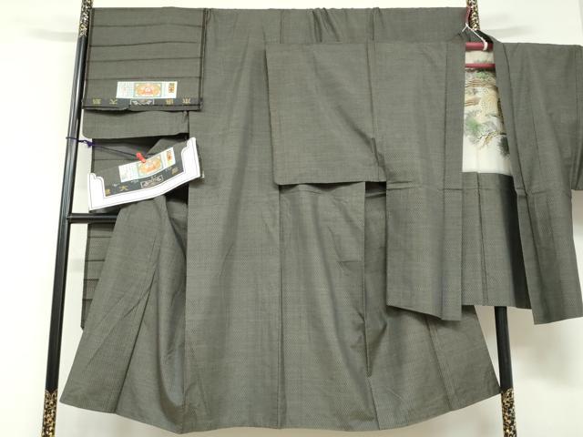 平和屋着物●男性　本場大島紬　アンサンブル　長羽織　80亀甲　総詰め　証紙付き　キングサイズ　正絹　逸品　DABD9535ud