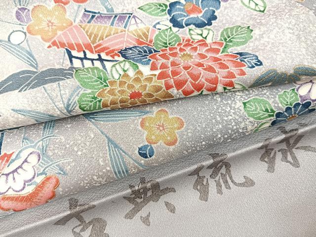 长襦袢 - 平和屋着物■上質な小紋　古典琉球　御所解花文　たたき染め　金彩　反端付き　正絹　逸品　BAAX3156yc