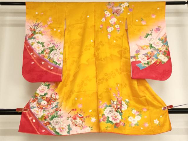 平和屋着物[]七五三　女の子　3歳　祝着　三つ身　花手毬文　暈し染め　金彩　逸品　AABI2731ja