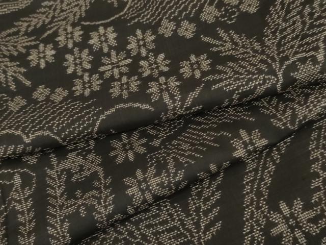 平和屋着物●本場大島紬　一元7マルキ　草花文　正絹　逸品　AABI6109cs