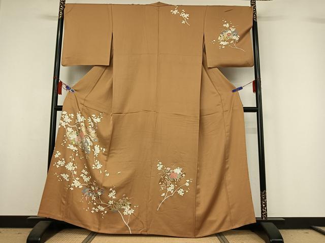 平和屋着物▽訪問着　単衣　地紙花文　金彩　正絹　逸品　AABI6969jh