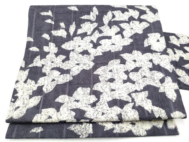 ☆新品未使用☆紺仁謹製越後型☆松煙染☆型絵染 名古屋帯☆全通☆貴重 