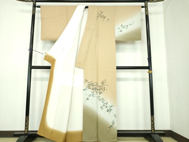平和屋着物●訪問着　手描き　南天文　暈し染め　金彩　正絹　逸品　未使用　DABE5435ps