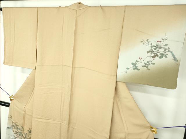 平和屋着物●訪問着　手描き　南天文　暈し染め　金彩　正絹　逸品　未使用　DABE5435ps