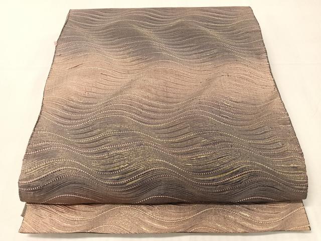 平和屋着物●太鼓柄袋帯　よろけ縞　金糸　正絹　逸品　CABJ7226vp