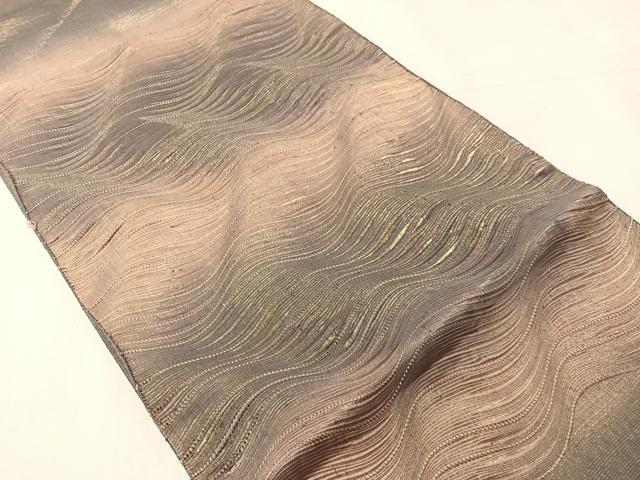 平和屋の平和屋着物●太鼓柄袋帯　よろけ縞　金糸　正絹　逸品　CABJ7226vp｜アングル2
