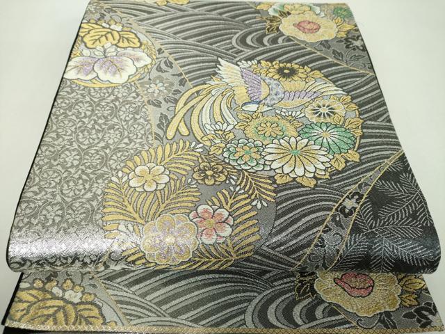 平和屋着物▼六通柄袋帯　ELICOLLECTION　鳳凰花丸文　金銀糸　正絹　逸品　DABF7644ps