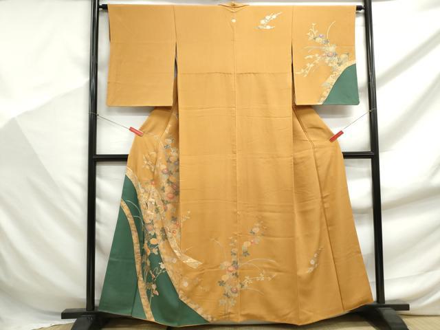 Rakuten - 平和屋着物■訪問着 駒刺繍 鬘帯枝花文 金彩 正絹 逸品 DABF9410qa