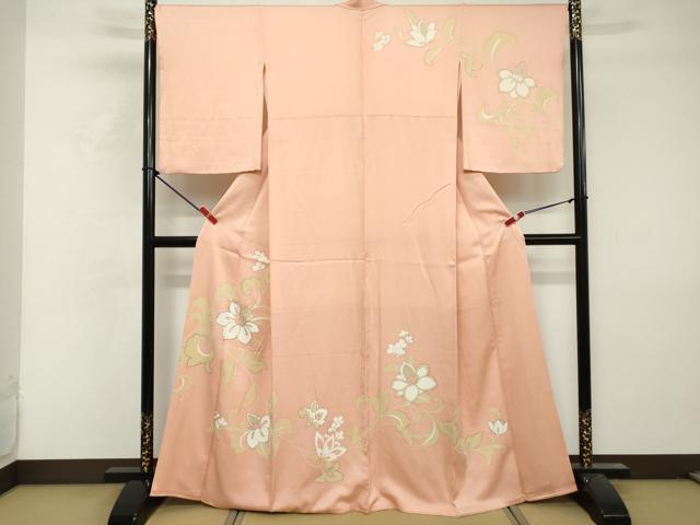 平和屋着物■訪問着 駒刺繍 更紗花唐草文 銀彩 正絹 逸品 DABF9874cd