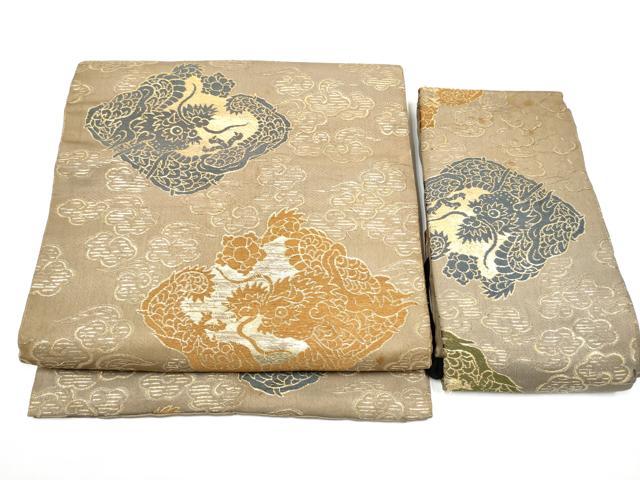 平和屋着物●アンティーク　大正ロマン　つけ帯　雲龍　金糸　正絹　逸品　CABG6142hy