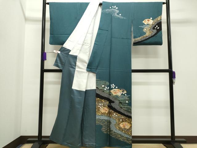 平和屋着物●訪問着　駒刺繍　絞り　松竹梅地紙吉祥文　金銀彩　正絹　逸品　CAAR6532ze