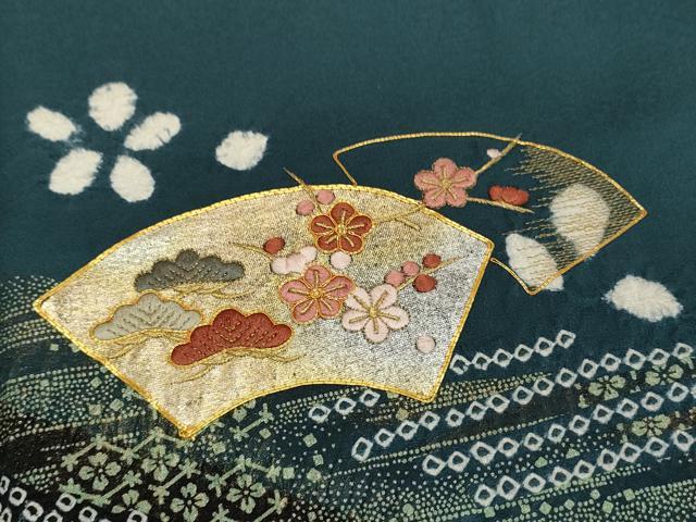 平和屋着物●訪問着　駒刺繍　絞り　松竹梅地紙吉祥文　金銀彩　正絹　逸品　CAAR6532ze