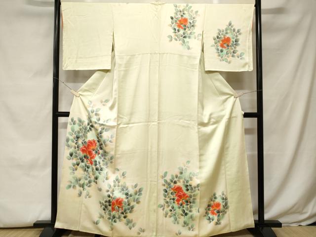 Rakuten - 平和屋着物■訪問着 椿 草花文 暈し染め 正絹 逸品 CABH0105ev