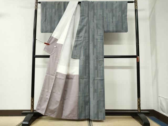 平和屋の平和屋着物●結城紬　100亀甲　エ霞文　正絹　逸品　CABG0763yc｜アングル3