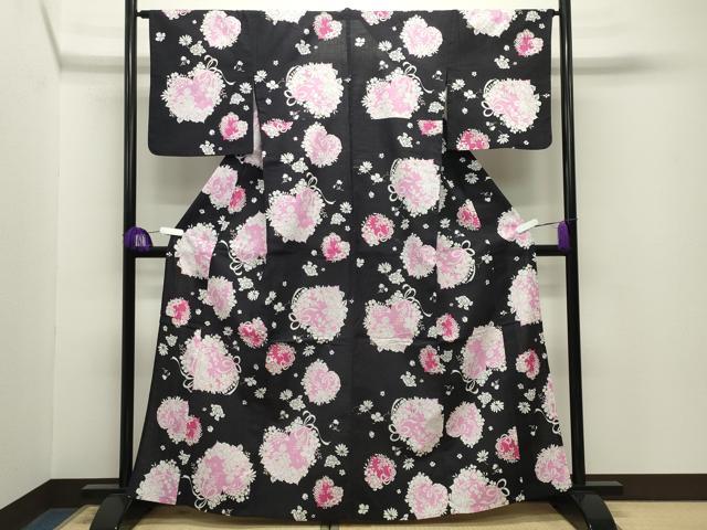 平和屋着物∴夏物 松田聖子 SEIKOMATSUDA 浴衣 ハート リボン 草花文 金彩 綿 逸品 ...