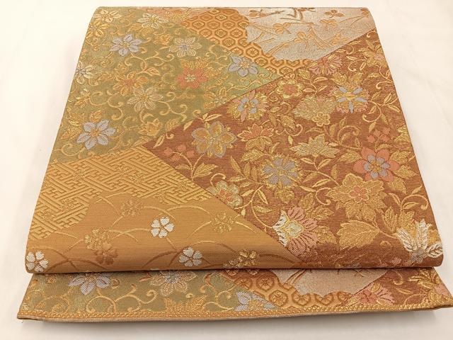 平和屋着物◎六通柄袋帯　瑞宝　金糸　正絹　逸品　BAAX6099hj