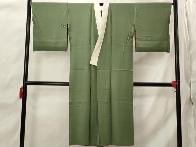 平和屋着物■長襦袢　無双仕立て　老竹色　正絹　逸品　AABI8460st