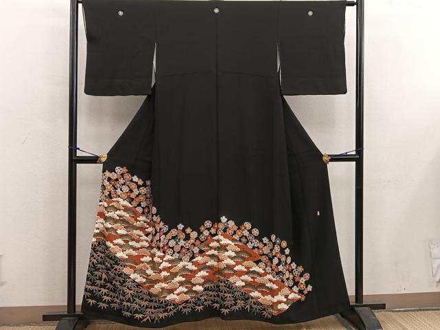 Rakuten - 平和屋着物■豪華黒留袖 作家物 駒刺繍 松竹梅 正絹 逸品 BAAX5592mz
