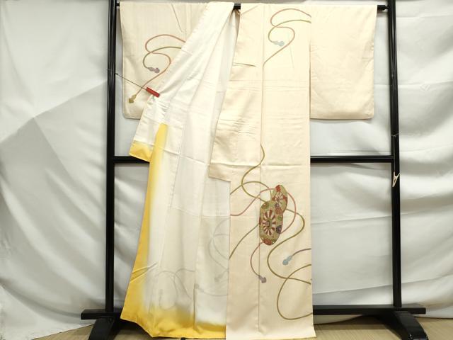 平和屋着物■訪問着 駒刺繍 源氏車江戸紐文 金彩 正絹 逸品 DABF9251qa