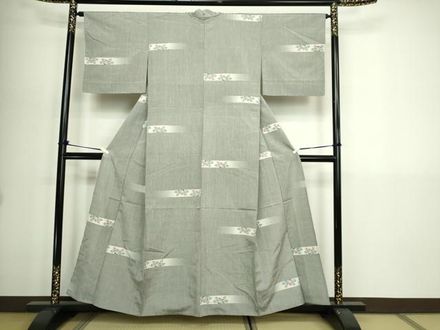 平和屋の平和屋着物▽上質な紬　単衣　草花文　正絹　逸品　DABI1146sf｜アングル2