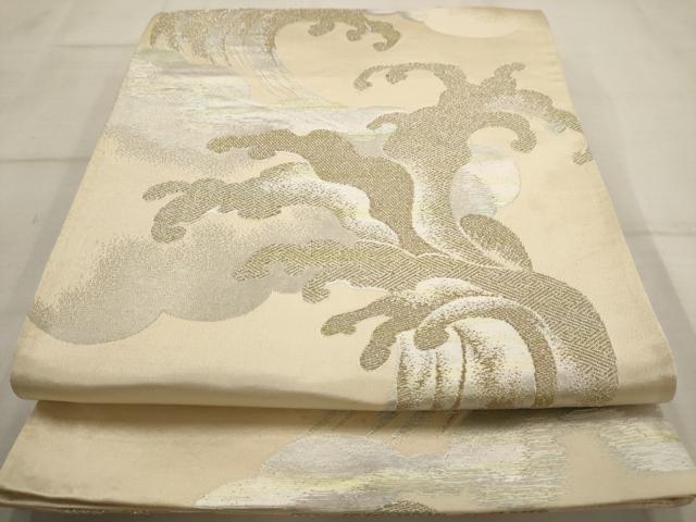 平和屋着物◎六通柄袋帯　立波文　金銀糸　正絹　逸品　AAAX4046dt