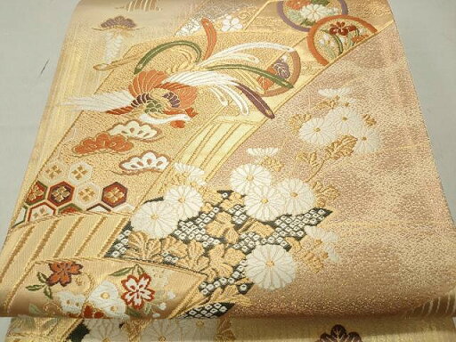 平和屋着物◎全通柄袋帯 唐織 鳳凰吉祥文 金糸 正絹 逸品 CAAR7579yk 平和屋着物◎全通柄袋帯 唐織 鳳凰吉祥文 金糸 正絹 逸品 CAAR7579yk