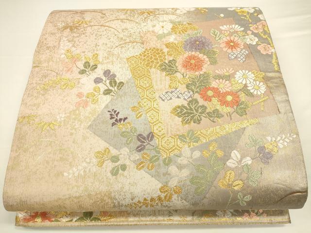 平和屋着物◎六通柄袋帯　寿宝色紙文　金糸　引箔　正絹　逸品　CAAU8778ft